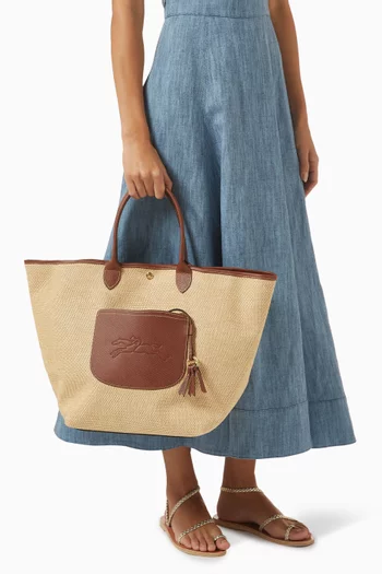 Large Le Pliage Collection Basket Bag in Canvas