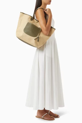 Large Le Pliage Collection Basket Bag in Canvas