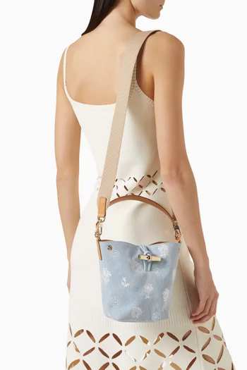 Mini Le Roseau Bucket Bag in Denim