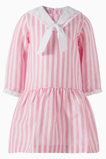 Aranda Striped Dress in Linen-blend