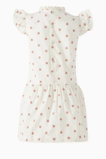 Rita Floral-embroidered Dress in Cotton