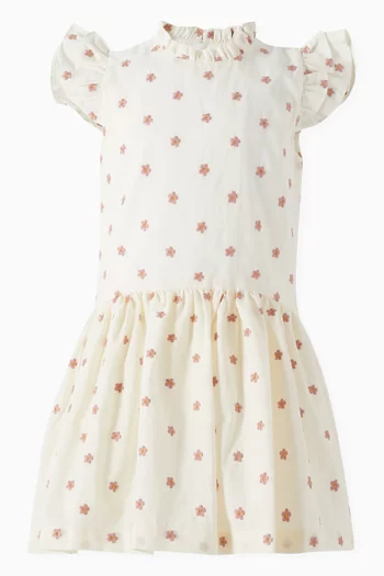 Rita Floral-embroidered Dress in Cotton
