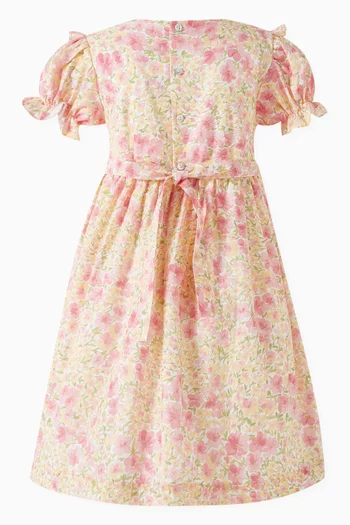 Silvana Floral-print Smocked Dress in Cotton
