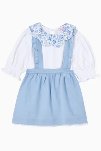 Agata Pinafore Dress in Cotton-linen