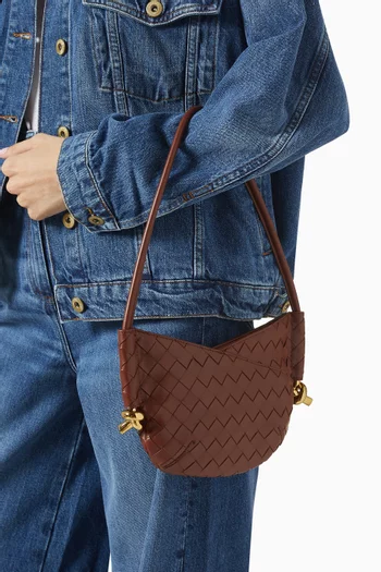 Baby Solstice Shoulder Bag in Intrecciato Leather
