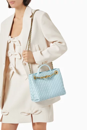 Small Andiamo Chain Top-handle Bag in Intrecciato Leather
