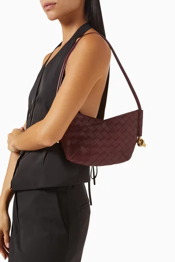 Baby Solstice Shoulder Bag in Intrecciato Leather