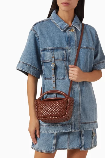 Small Cobble Top-handle Bag in Intrecciato Leather