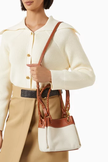 Small Parachute Shoulder Bag in Canvas & Leather