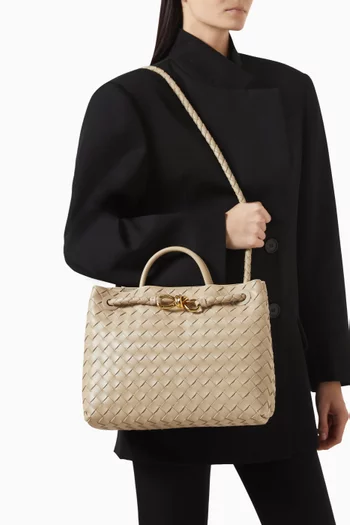 Medium Andiamo Crossbody Bag in Intrecciato Leather