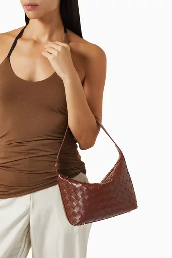 Mini Wallace Shoulder Bag in Intrecciato Leather