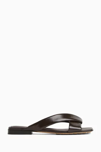 Riva Flat Sandals in Shiny Calfskin