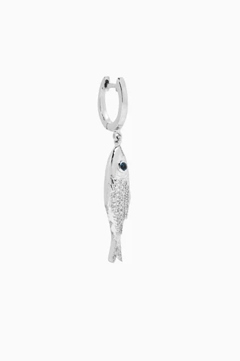 Huwaita Single Diamond Earring in 18kt White Gold