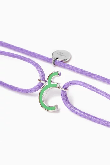 Arabic Initial Letter '3ein' Thread Bracelet in 18kt White Gold