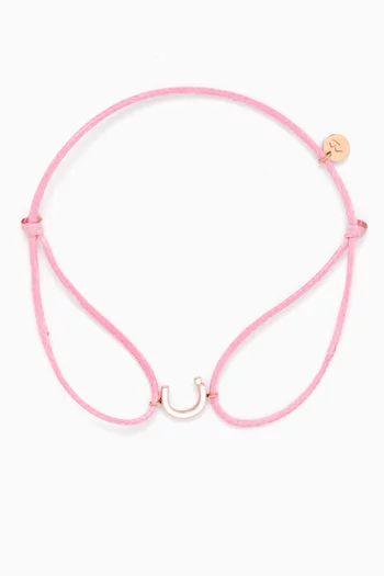 Arabic Initial Letter 'N' Thread Bracelet in 18kt White Gold