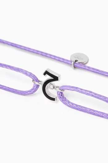 Arabic Initial Letter 'J' Thread Bracelet in 18kt White Gold
