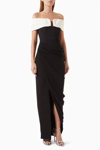 Aven Off-shoulder Gown in Stretch-crepe