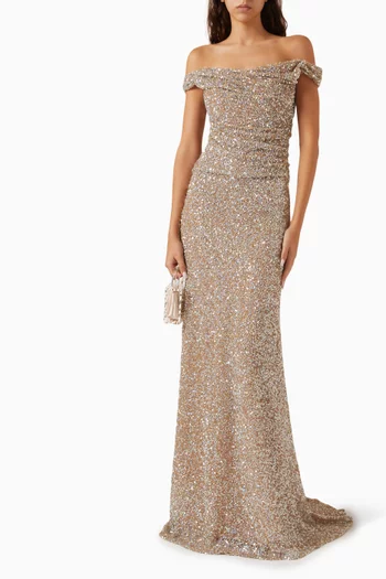 Nia Sequin-embellished Corset Gown