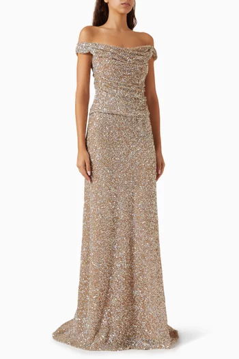 Nia Sequin-embellished Corset Gown