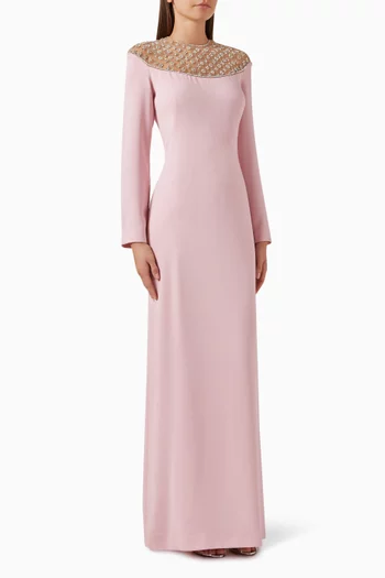 Rasia Crystal-embellished Gown in Crepe