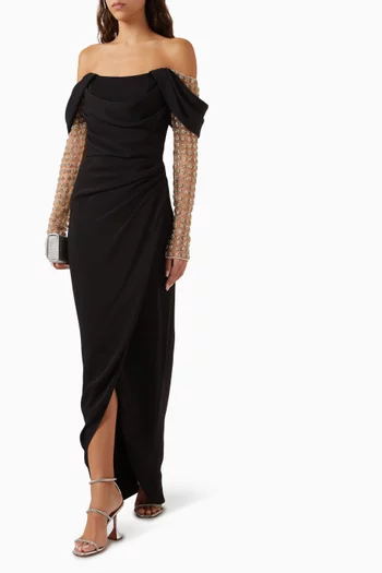 Nandi Crystal-embellished Dress in Crepe
