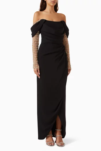 Nandi Crystal-embellished Dress in Crepe