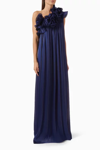 Mariya One-shoulder Gown in Lurex Georgette