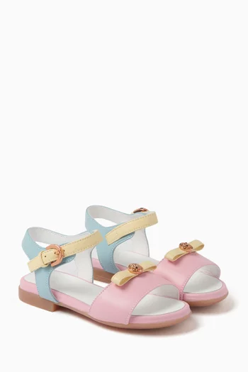 Colour-block Sandals in Leather