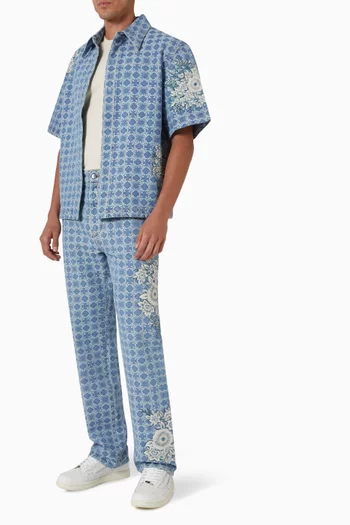 Floral Emboridered Shirt in Denim