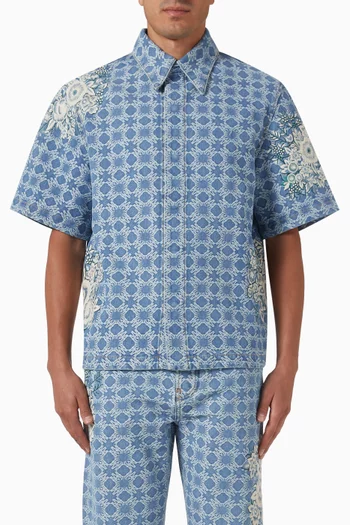 Floral Emboridered Shirt in Denim
