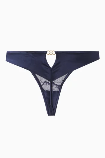 Adorn Thong Briefs in Silk Satin & Tulle