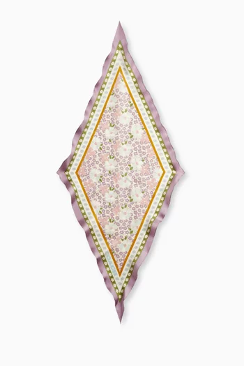 وشاح كلاسيكي بتصميم ماسة بنقشة زهور حرير