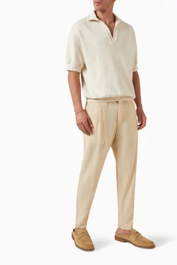 Single Pleat Tapered-fit Pants in Cotton