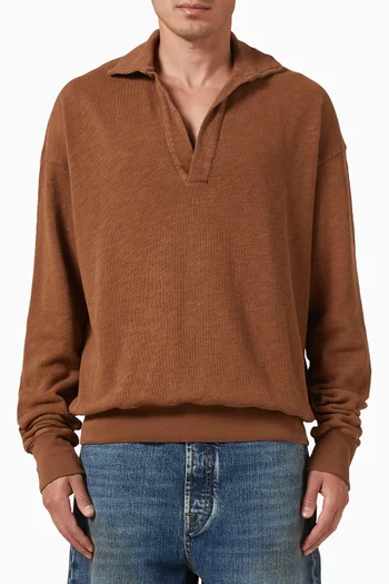 Tapered Oversized Polo Shirt in Organic-cotton