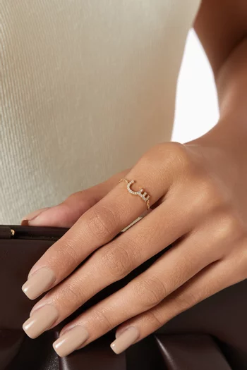Initial Adjustable Chain Ring in 18kt Yellow Gold