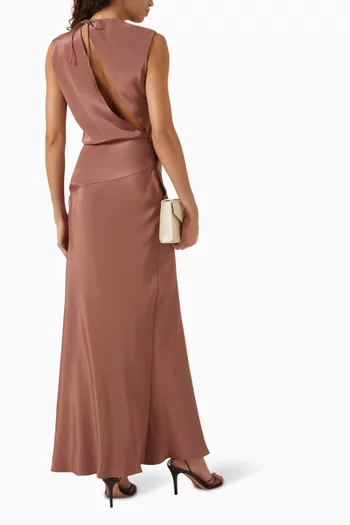 Jadi Draped-waist Maxi Dress in Silk