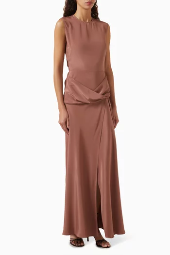 Jadi Draped-waist Maxi Dress in Silk
