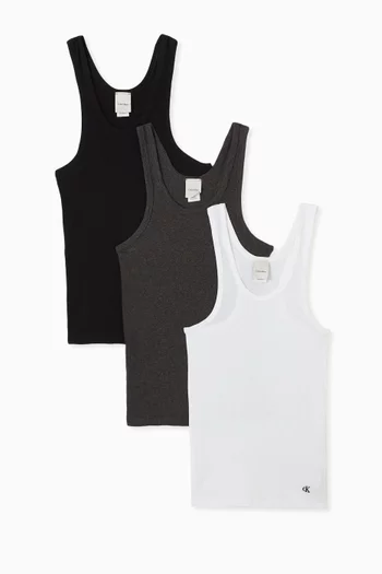 Scoop Neck Tank Top in Cotton, Set of 3