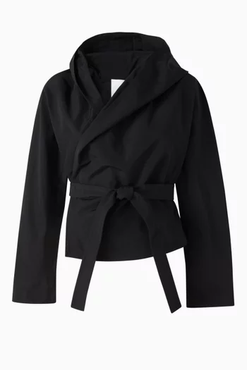Hooded Biker Jacket in Faille