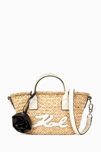 Small K/Signature Tote Bag in Raffia