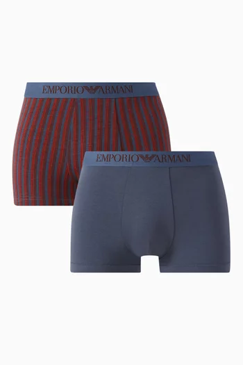 Logo Boxer Briefs in Stretch Cotton, Set of 2