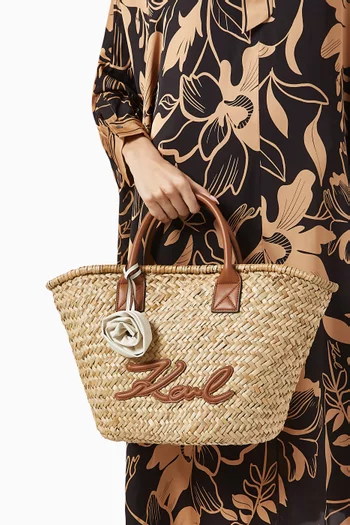 Medium K/Signature Basket Tote Bag in Raffia
