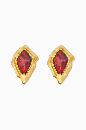 Cabochon Clip-on Earrings in Resin & Metal