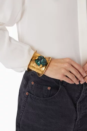 Hammered Open Cuff Bracelet in Metal