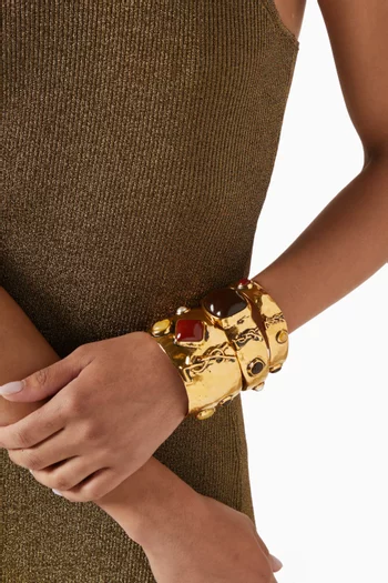 Cassandre Cabochon Bangles in Metal, Set of 3