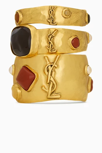 Cassandre Cabochon Bangles in Metal, Set of 3