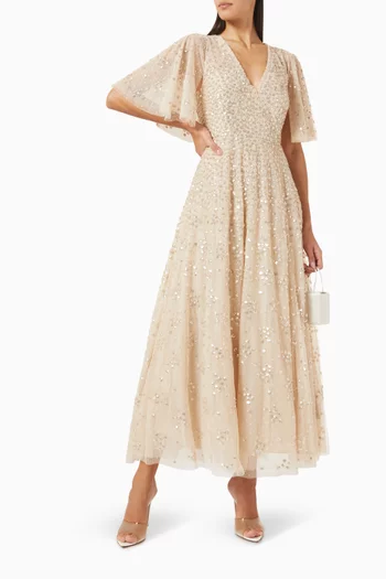 Leila Dot Cape Gown in Tulle