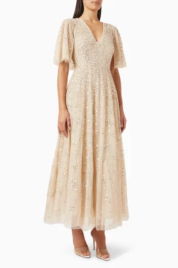 Leila Dot Cape Gown in Tulle
