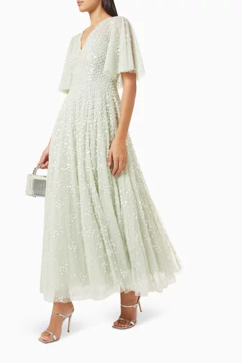Leila Dot Cape Gown in Tulle