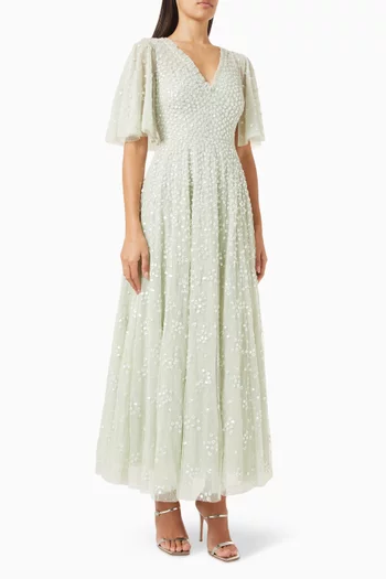Leila Dot Cape Gown in Tulle